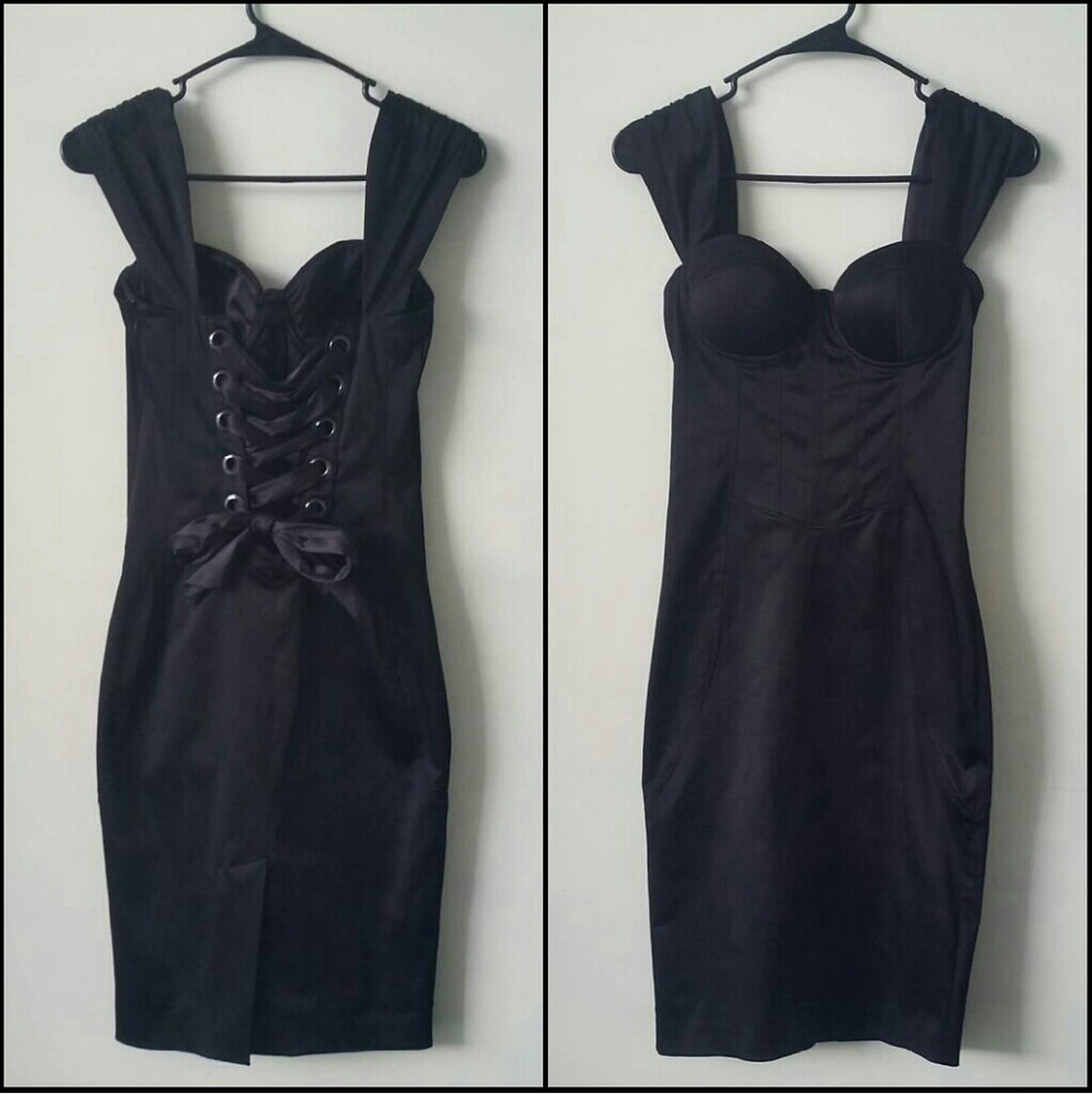 SALE! Guess by Marciano Black Corset Lace-up Dress